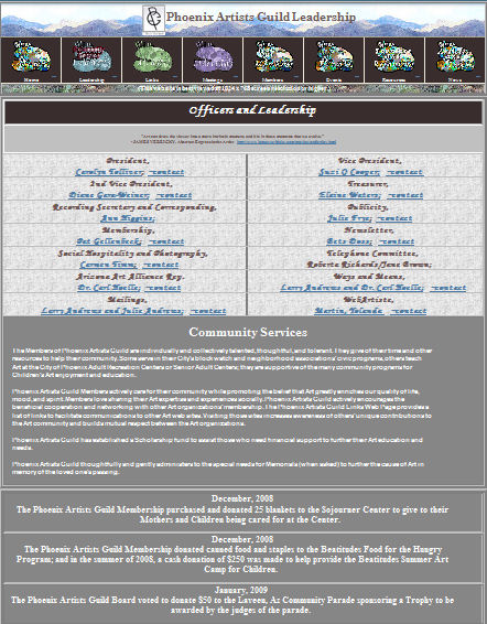 PAG Leadership Web page