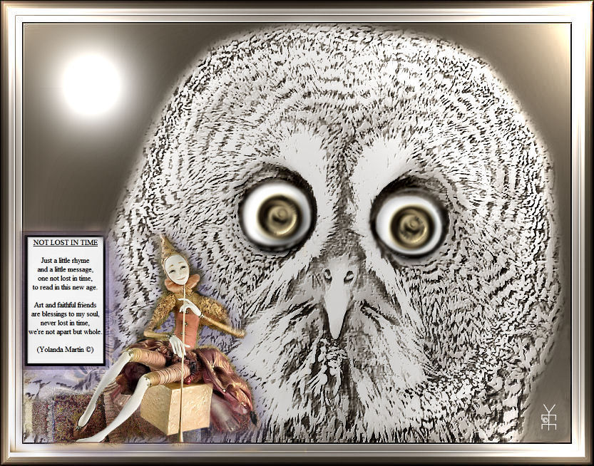 Mensa Artists Owl with Moon and L, Digital Art by Yolanda Martin